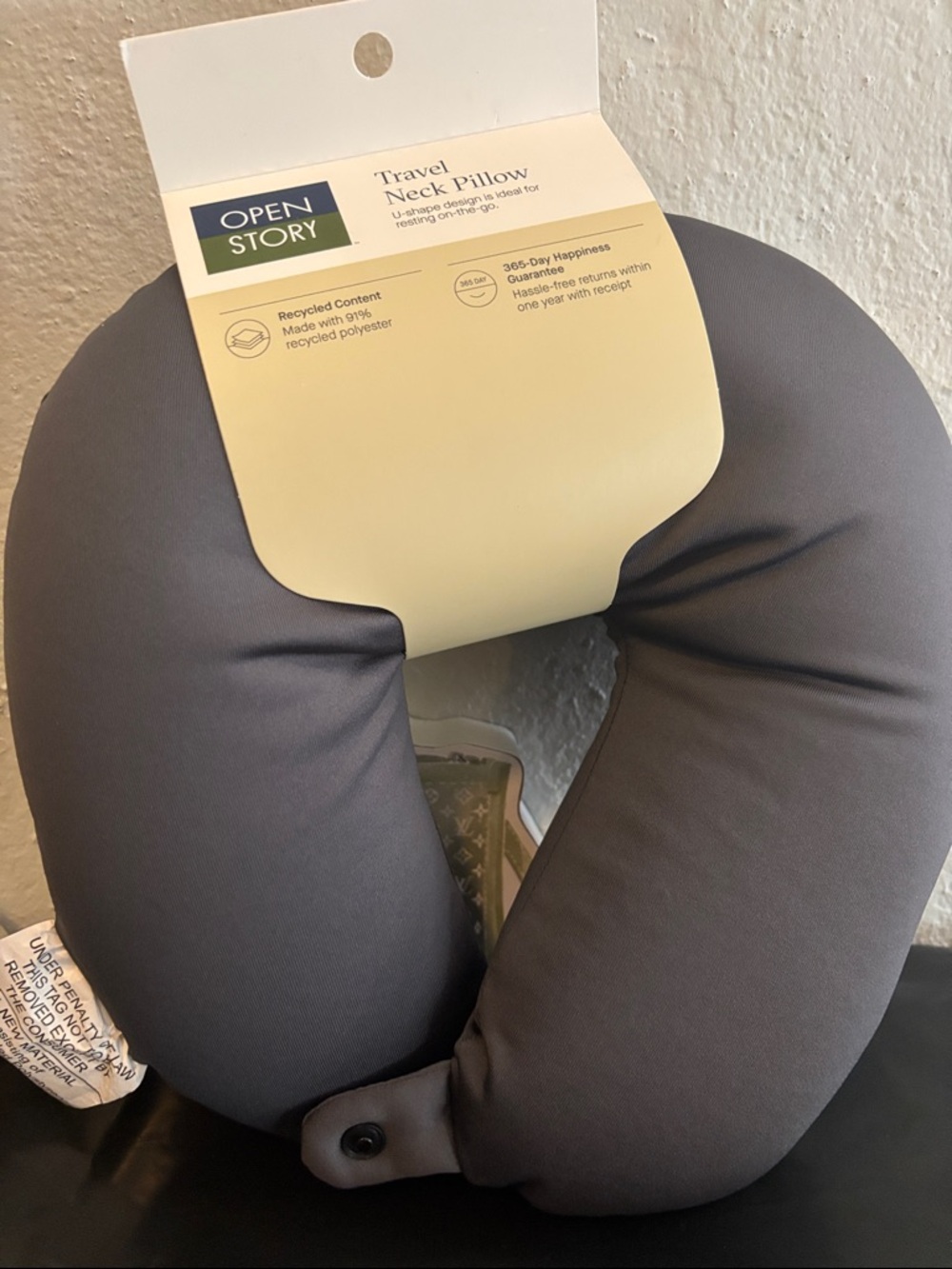 Open Story U-Shaped Travel Neck Pillow in Gray